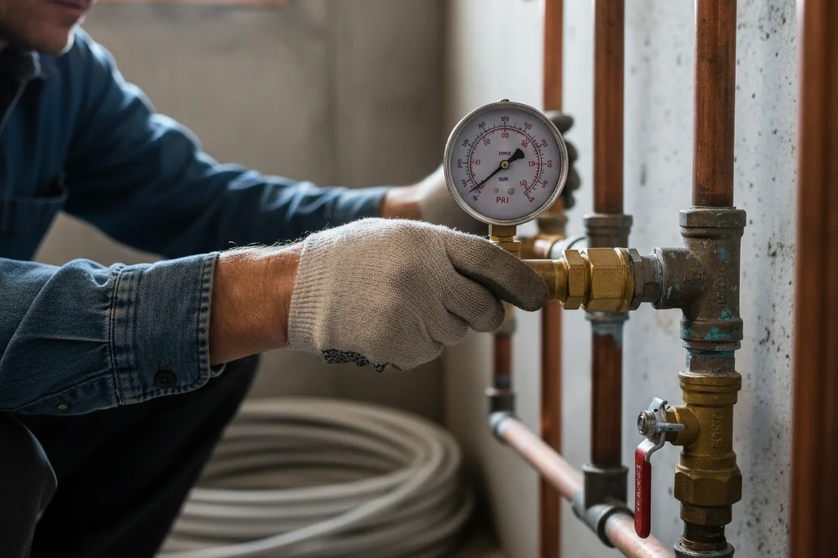 Pressure testing a repaired line during Water Line Repair in Delphi