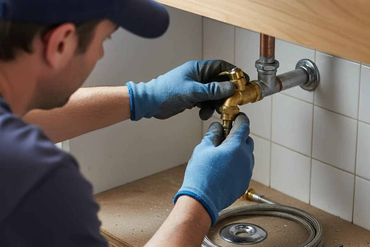 Shutoff valve and fitting work during Burst Pipe Repair in Delphi
